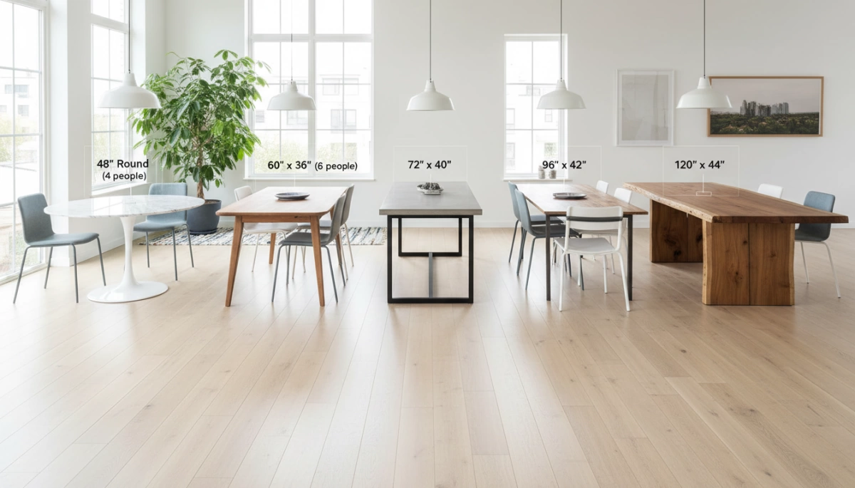 Dining table sizes and seating capacity guide