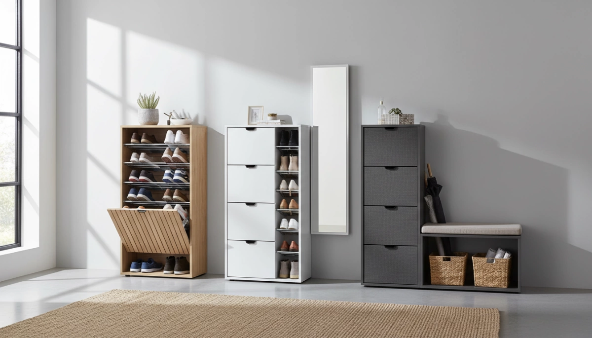 Slim vertical multi-purpose shoe cabinet ideas