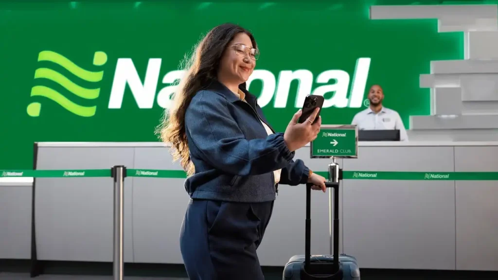 Using the National Car Rental app to manage a reservation on a USA road trip