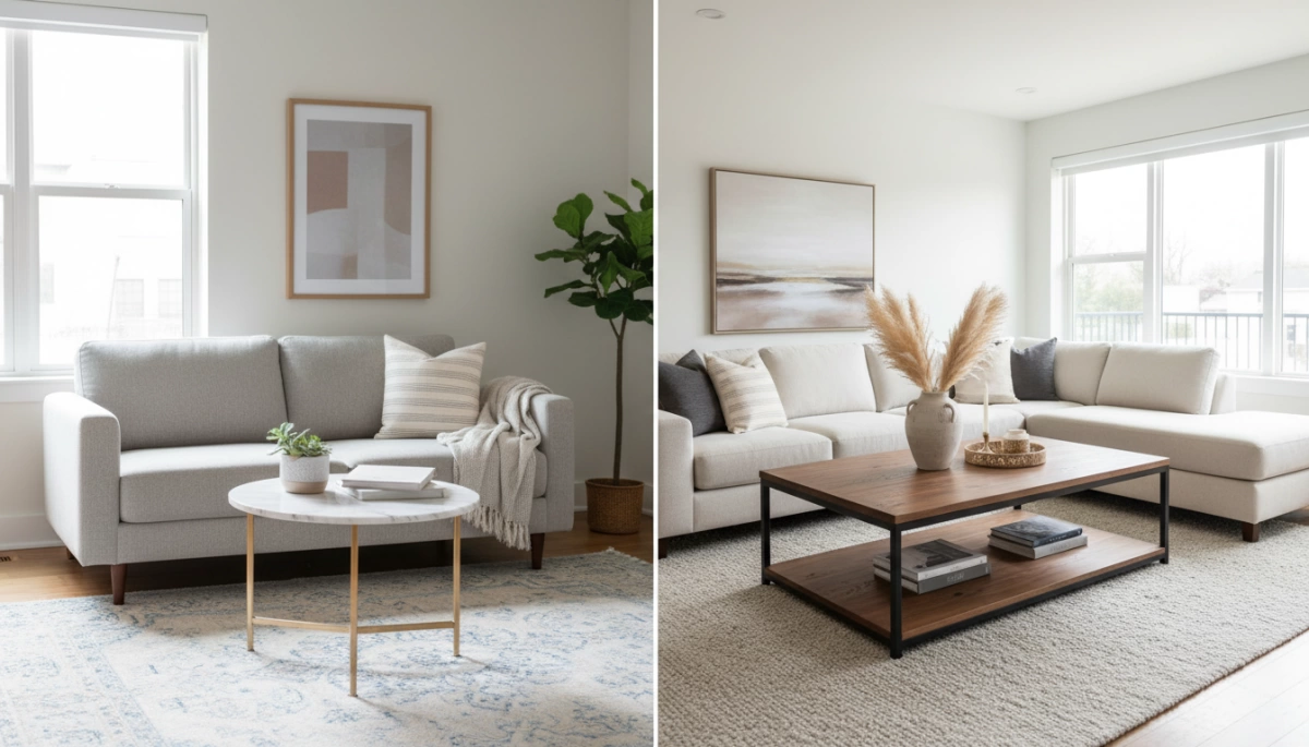coffee table sizes for small and large rooms