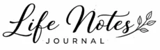 Life Notes Journal minimalist black and white banner logo