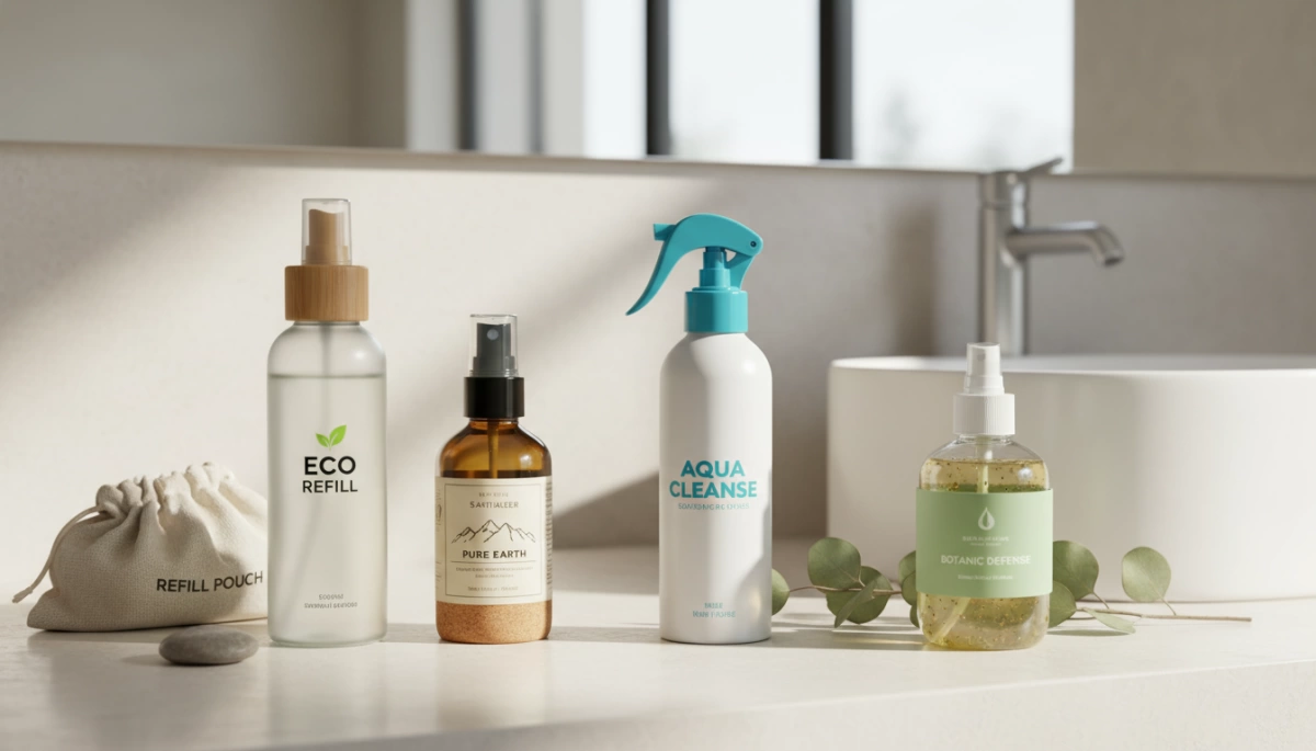 refillable sustainable sanitiser hand spray options