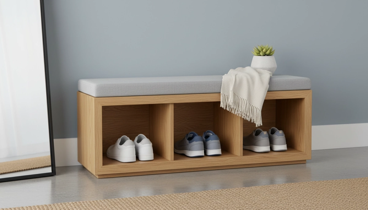 shoe cabinet bench with storage and seating
